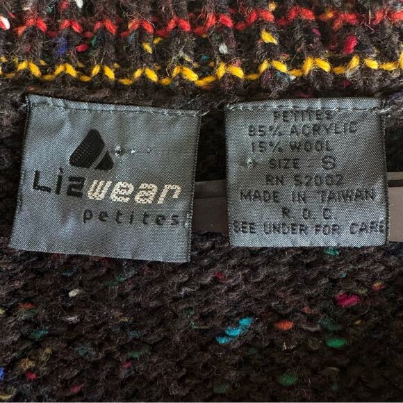 Vintage Cardigan Plaid Prep Argyle Thick Wool blend Button Small 80s - Picture 10 of 16